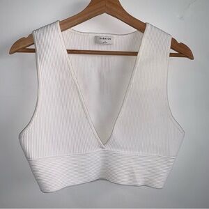 Aritzia Babaton Sculpt Knit Deep V Tank in White
